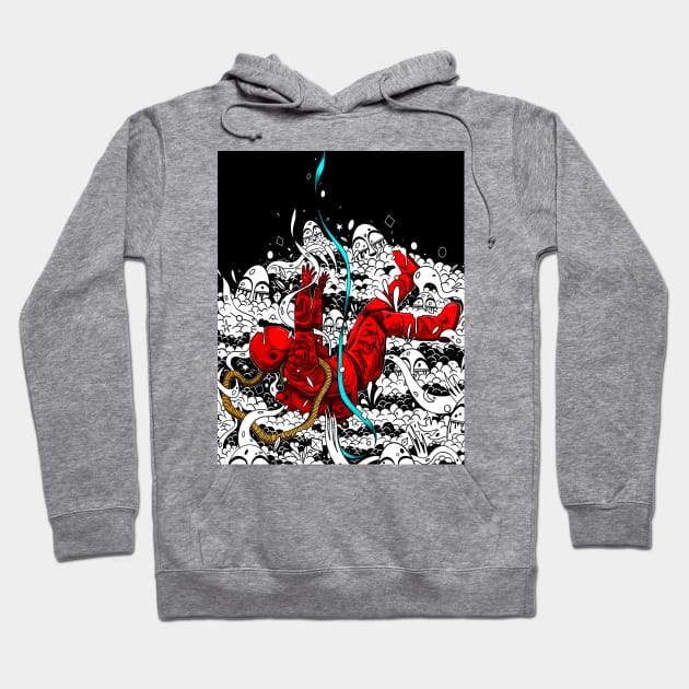 The Falling Astronaut (Red) Hoodie by NEXT OF KING